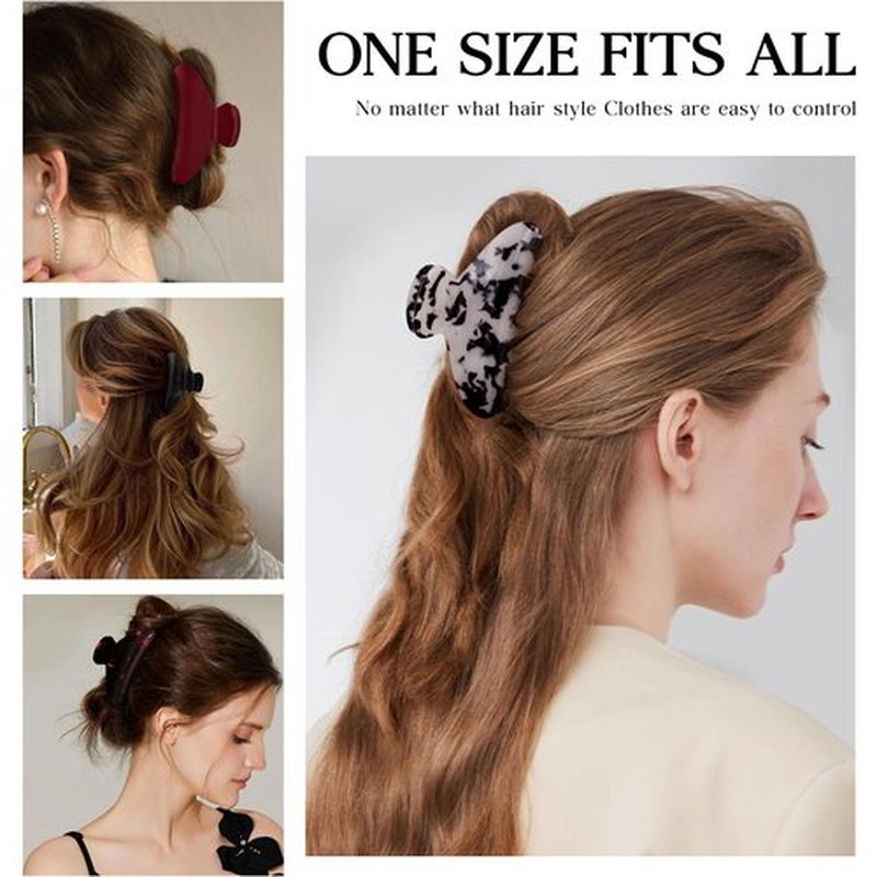 Bgffuy 4 Pcs Cherry Red Large Acrylic Hair Claw Clips for Women Girls - Cute Strong Grip Non-Slip Clips for Thick Hair