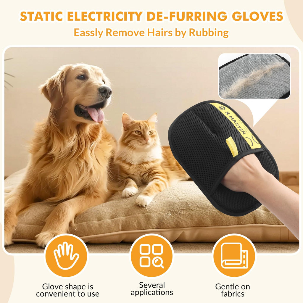 Wortade 3pcs Pet Hair Removal Glove, Efficient Grooming Gloves, 2L1S