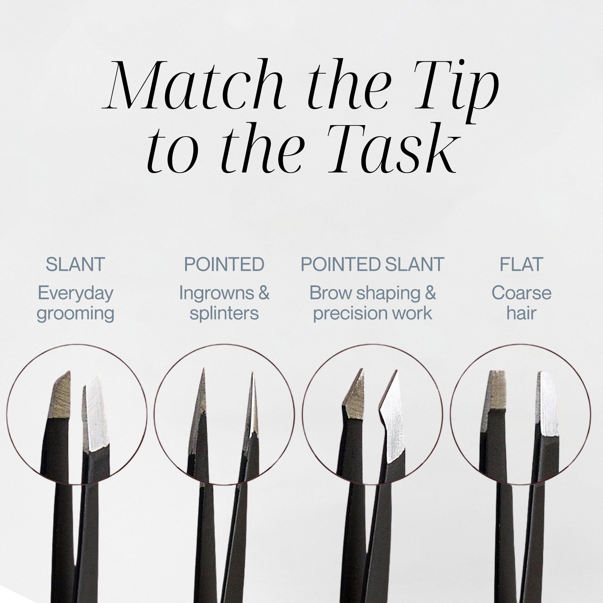 Tweezer Guru Eyebrow Tweezer Set (4-Piece) for Women & Men - Professional Slant and Pointed Tweezers Set with Case - Precision Tweezers Kit for Facial Hair, Splinter and Ingrown Hair Removal