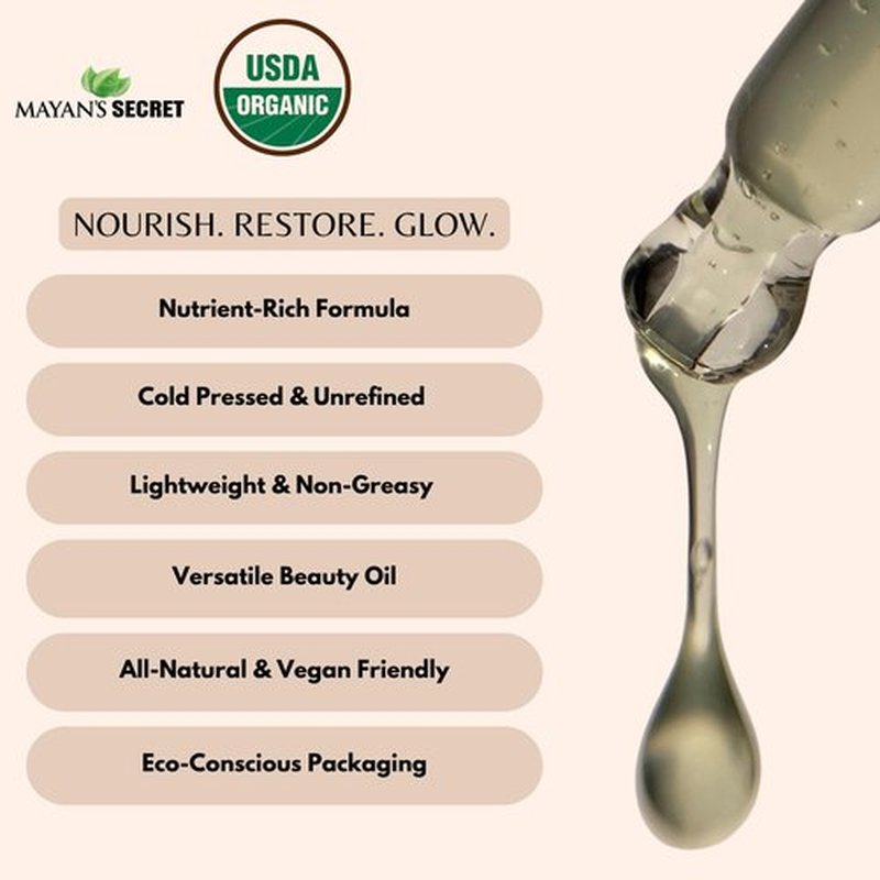 Mayan’s Secret Virgin Organic Baobab Oil Cold Pressed Unrefined for Skin Hair and Massage 4 fl oz