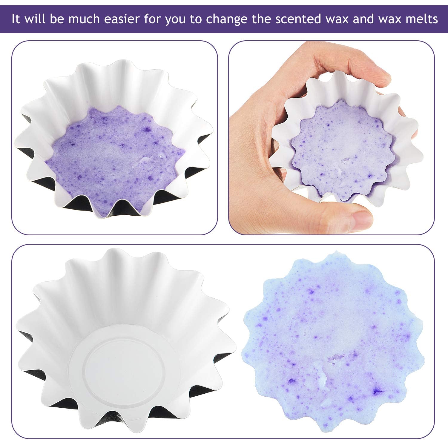 Boao Wax Melt Liners Reusable Leakproof for Any Wax Cubes Waxes Warmer Containers Cups for Scented Candle Plug in Warmers Electric Waxes Melters Burner(White,150 Pieces)