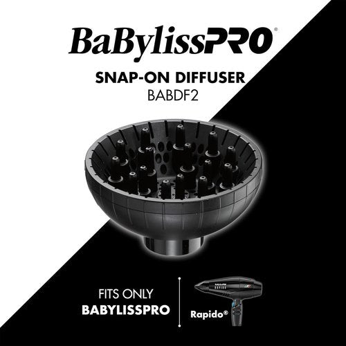 BaBylissPRO Snap-On Diffuser Attachment - Perfect for Rapido & Brava Hair Dryers | Model BABDF2