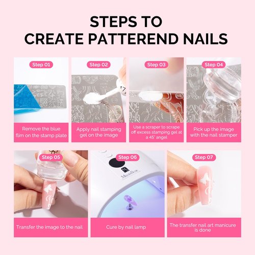 MelodySusie 2PCS Nail Foil Glue Gel and 2PCS Stamping Plates, 15ML Soak Off LED/LUV Foil Transfer Adhesive for Nail Art, Professional Strong Sticky Base for Nail Foils & Stickers