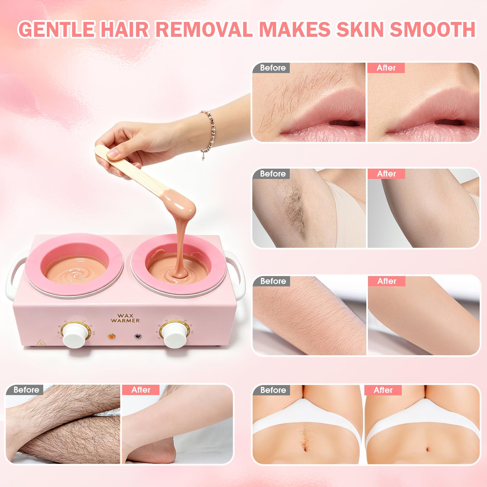 Wax Warmer for Hair Removal, Double Wax Pot