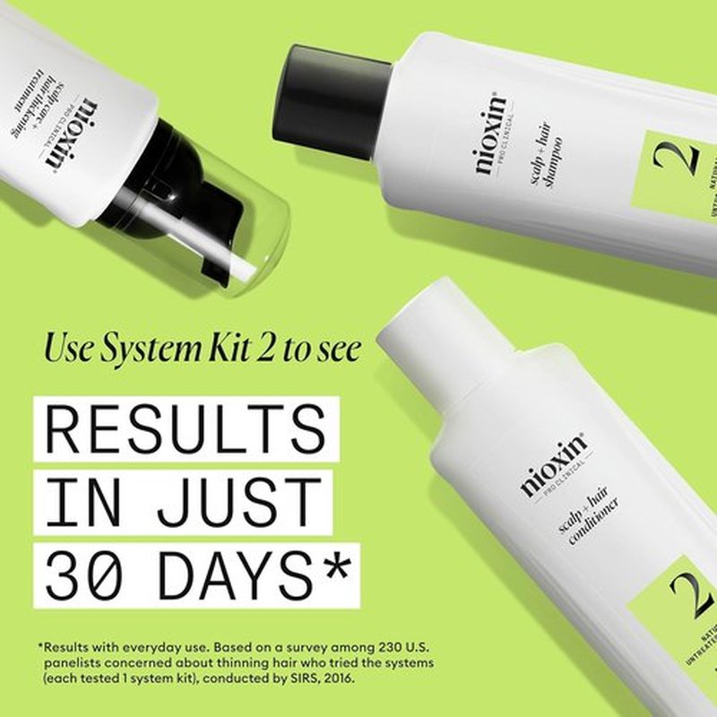 Nioxin System 2 Hair Thickening Leave-In Treatment - Boost Density & Strength for Thinning Natural Hair with Niacinamide & Biotin