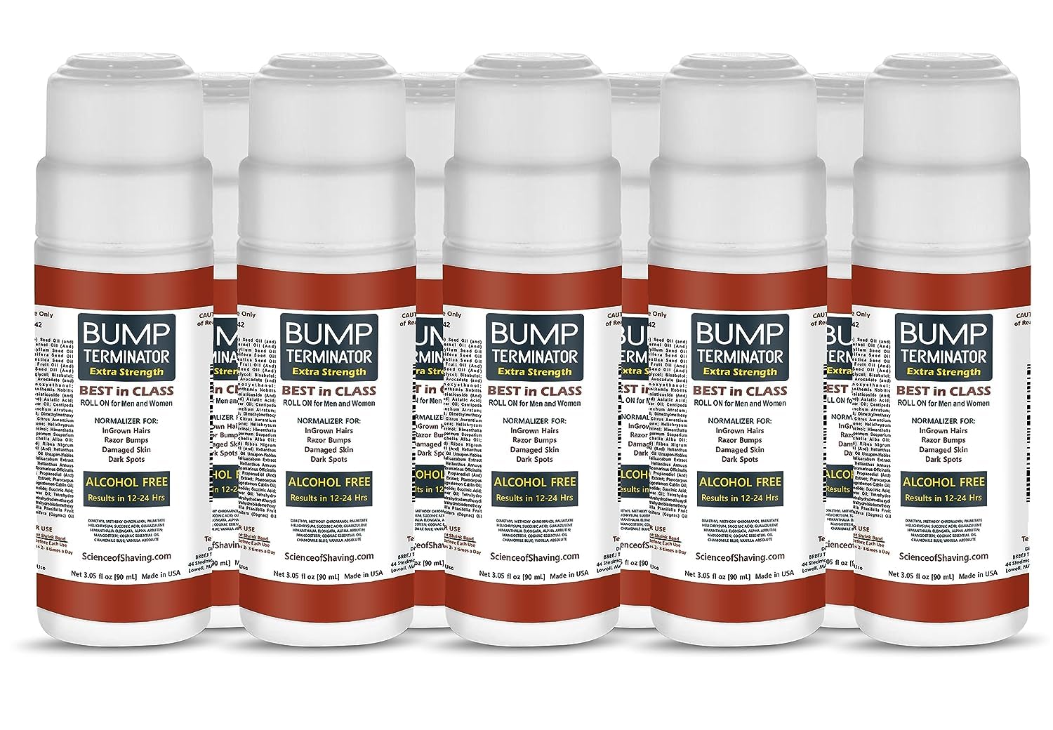 BUMP Terminator Alcohol FREE Anti Razor Bumps, Ingrown Hair, Skin Treatment for Face, Neck, Bikini area, Legs-After Shave & Back Of Head Bumps, Unisex (Roll 3.05 oz Extra Strength)