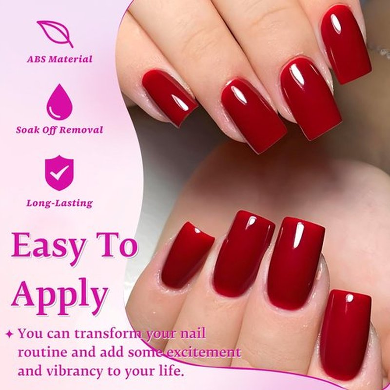 240pc Red Press on Nails Short Square Fake Nails with Adhesive Tabs, Square Nails Press ons Red Glue on Nails Short Acrylic Nails Stick False Artificial Fingernail for Women Girls
