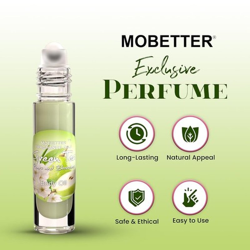 MOBETTER Fragrance Oils - Green Tea Pears & Blossoms Body Oil | Refreshing Scent for All-Day Wear