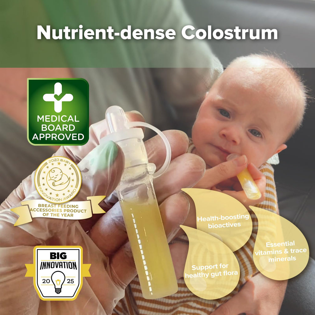 haakaa Colostrum Collector Kit Breast Milk Collector with Cotton Cloth Wipe and Storage Case, Ready-to-Use, Reusable, 4ml/6pcs