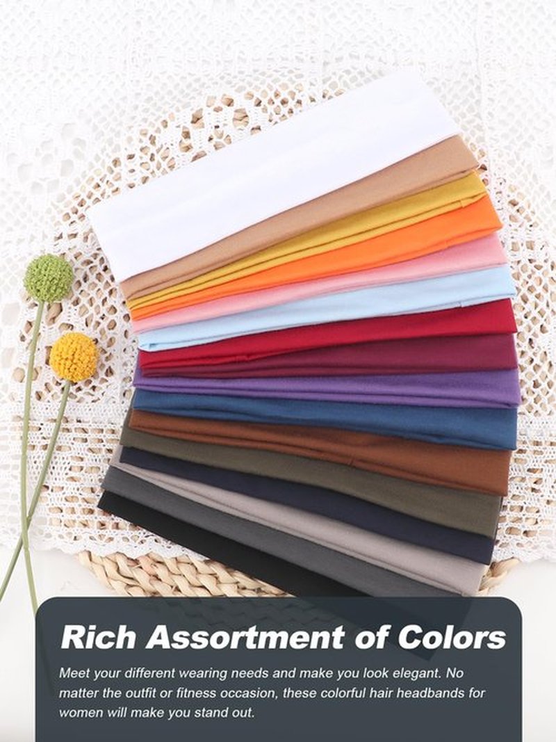 DRESHOW 16 Pcs Sports Headbands for Women Non-Slip Stretchy Fashion HairBand Curly Hair Headband Soft Hair Accessories for Daily Wear Workout Yoga Running