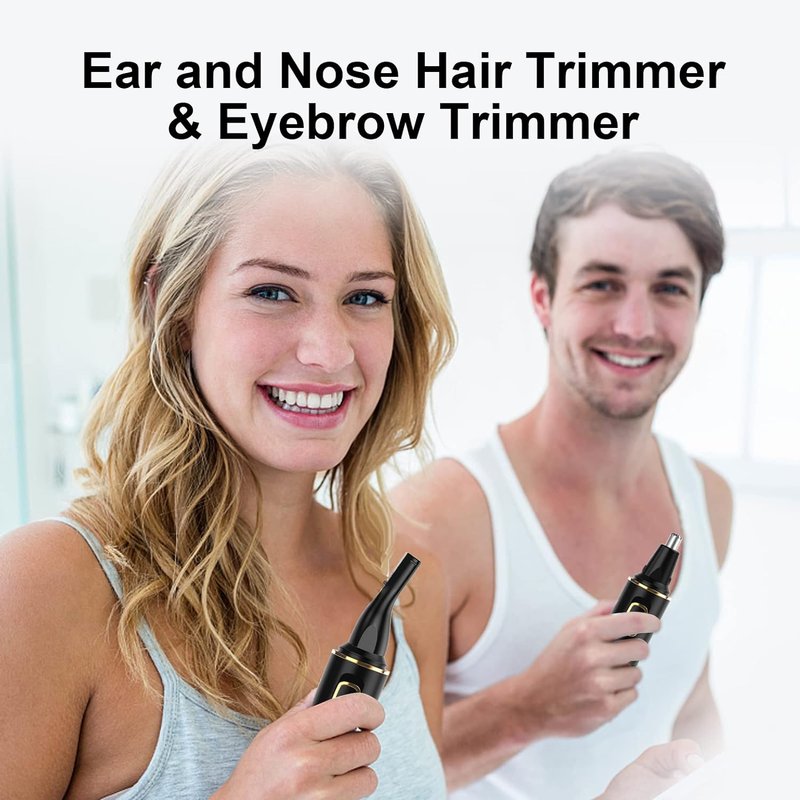 XOOMRSCP Nose Hair Trimmer - Rechargeable 2-in-1 Painless Ear & Nose Hair Removal | IPX7 Waterproof, Black