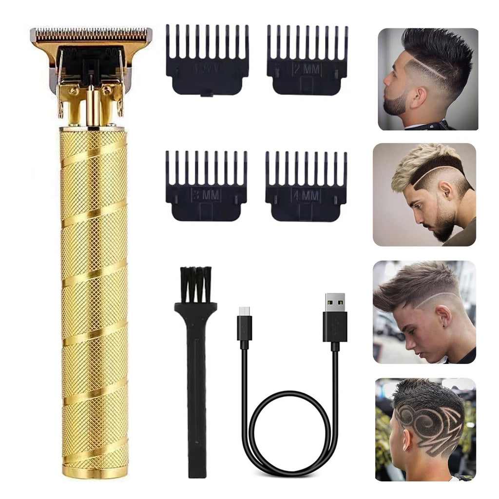 soieho Hair Trimmer for Men, Professional Electric Hair Clippers Cordless Beard Trimmer Shaver Electric T Blade Hair Trimmer, Zero Gapped Hair Clippers Cutting Grooming Kit with Guide Combs, Gold