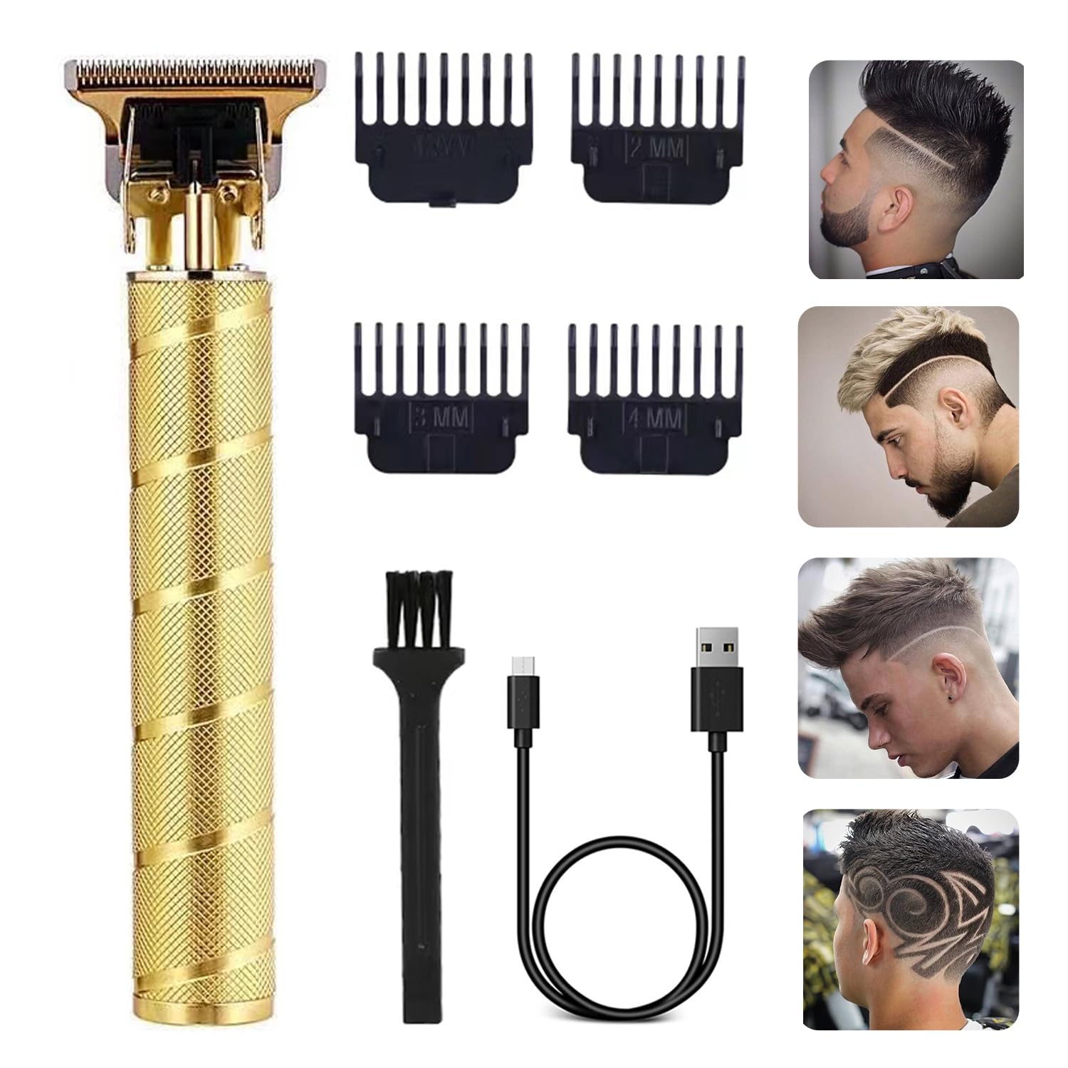 soieho Hair Trimmer for Men, Professional Electric Hair Clippers Cordless Beard Trimmer Shaver Electric T Blade Hair Trimmer, Zero Gapped Hair Clippers Cutting Grooming Kit with Guide Combs, Gold