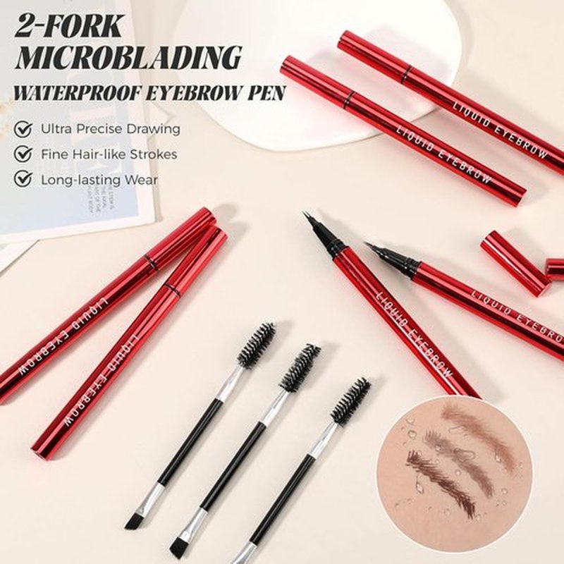 Skiennix Microblading Eyebrow Pencils - Waterproof, Long-Lasting & Highly Pigmented | Dark Brown, 2-Pack