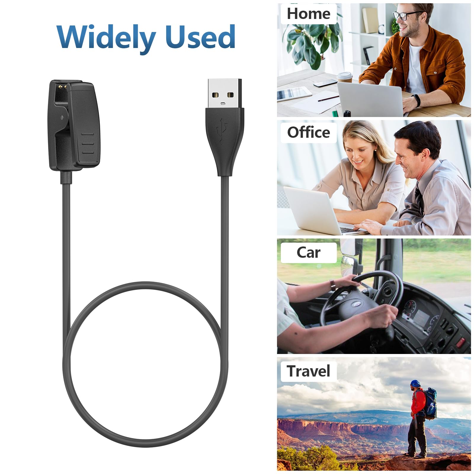 Vancle USB Charger Cable for Garmin Lily/Lily 2/Forerunner 735XT 235 35 64 230 630 645/645 Music, Approach S20/G10/Vivomove HR Smart Watch Replacement Clip Charging Cable