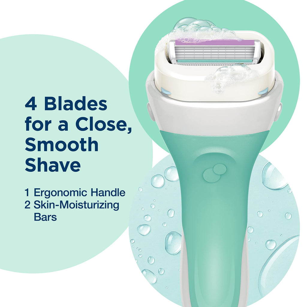 Schick Intuition Razors for Women with Sensitive Skin | 1 Razor & 2 Intuition Razor Blades Refill with Organic Aloe (Pack of 2)