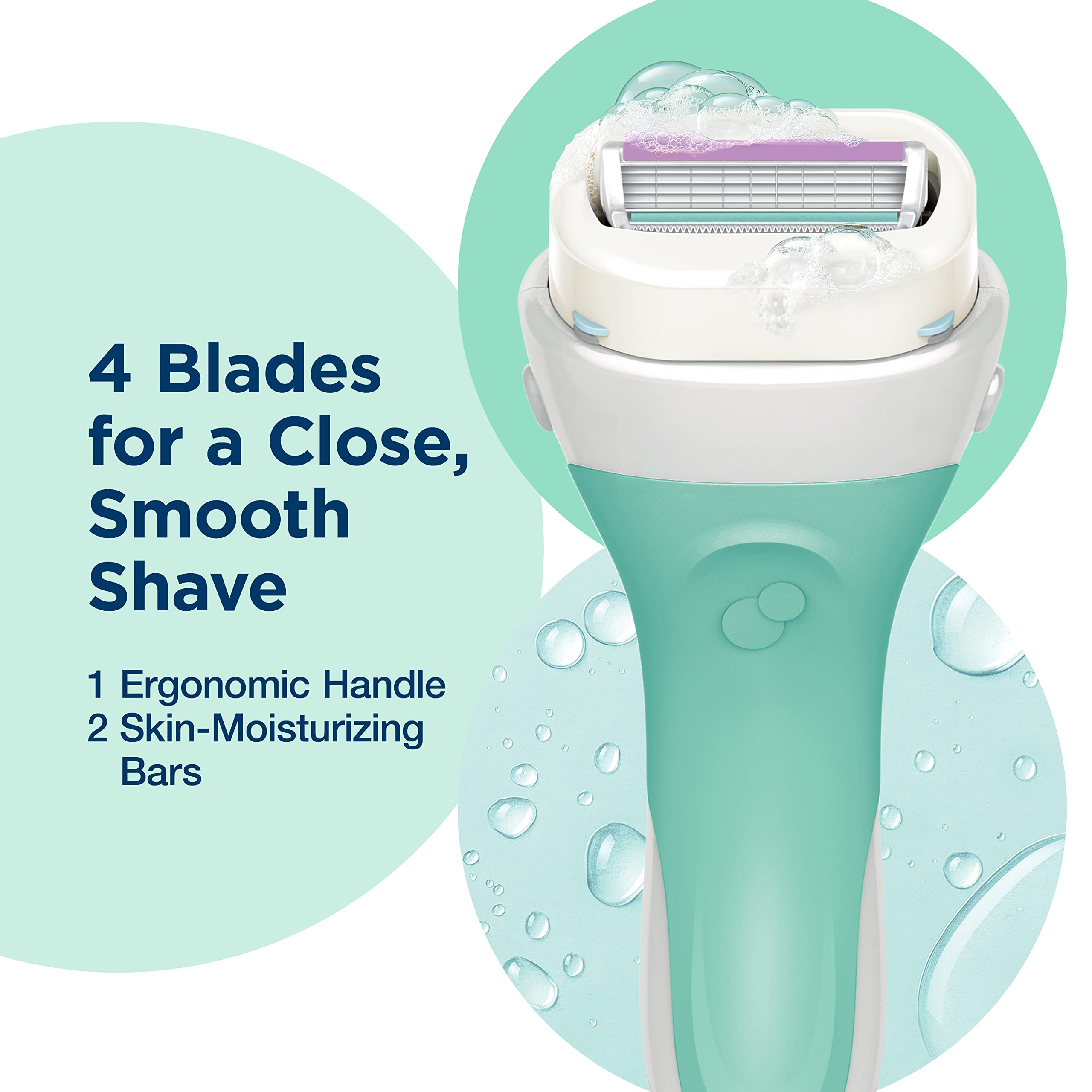 Schick Intuition Razors for Women with Sensitive Skin | 1 Razor & 2 Intuition Razor Blades Refill with Organic Aloe (Pack of 2)