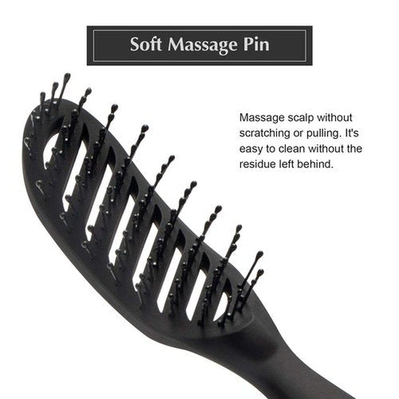 FIXBODY Curved Vent Hair Brush - Detangling & Blow Drying Tool for Short Thick Hair | Unisex, Black