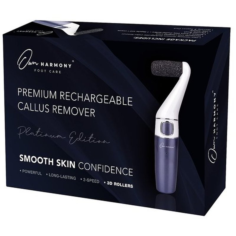 Electric Foot Callus Remover: Own Harmony Professional Feet Care Pedicure Tools, Rechargeable Feet Scrubber Dead Skin, Electronic Foot File Pedi Grinder, Best for Hard, Dry, Cracked Heels (3 Rollers)