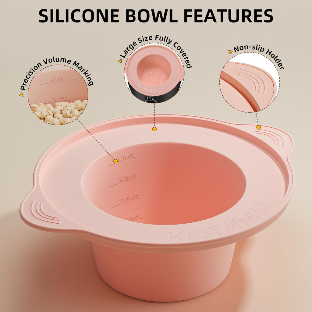 KOTAMU Foldable Silicone Wax Warmer Liner, Wax Warmer Replacement Pot, Easy to Clean Silicone Bowl for 16oz Waxing Kit and Wax Melt Warmer, Silicone Wax Pot Liner for Hard Wax Beads and Sugar Wax