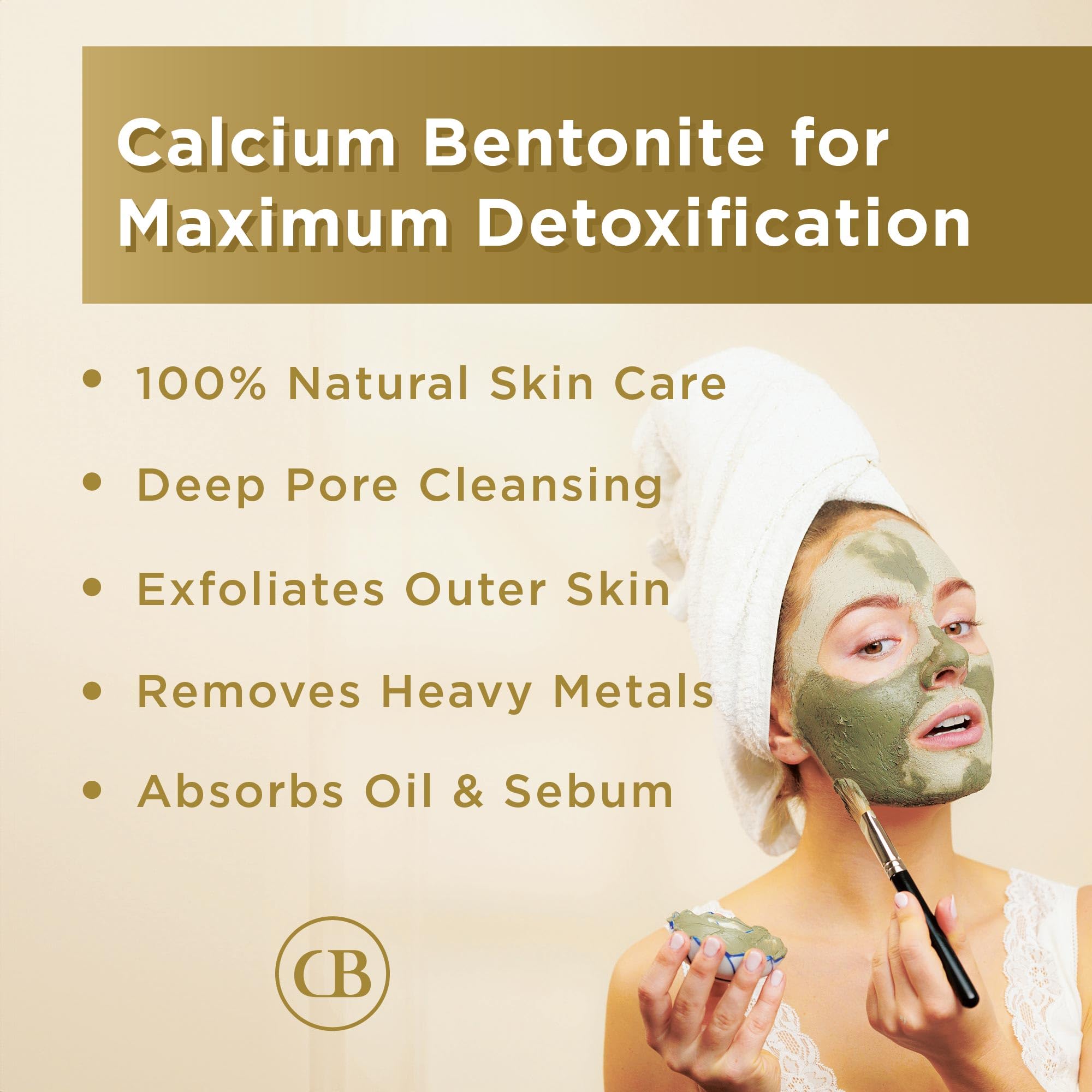 California Biology Clay Masks for Face & Body | Indian Healing Powder for Sensitive Skin | Facial Mask & Clay Body Scrub | Natural Skin Care Mask (Calcium Bentonite Clay)
