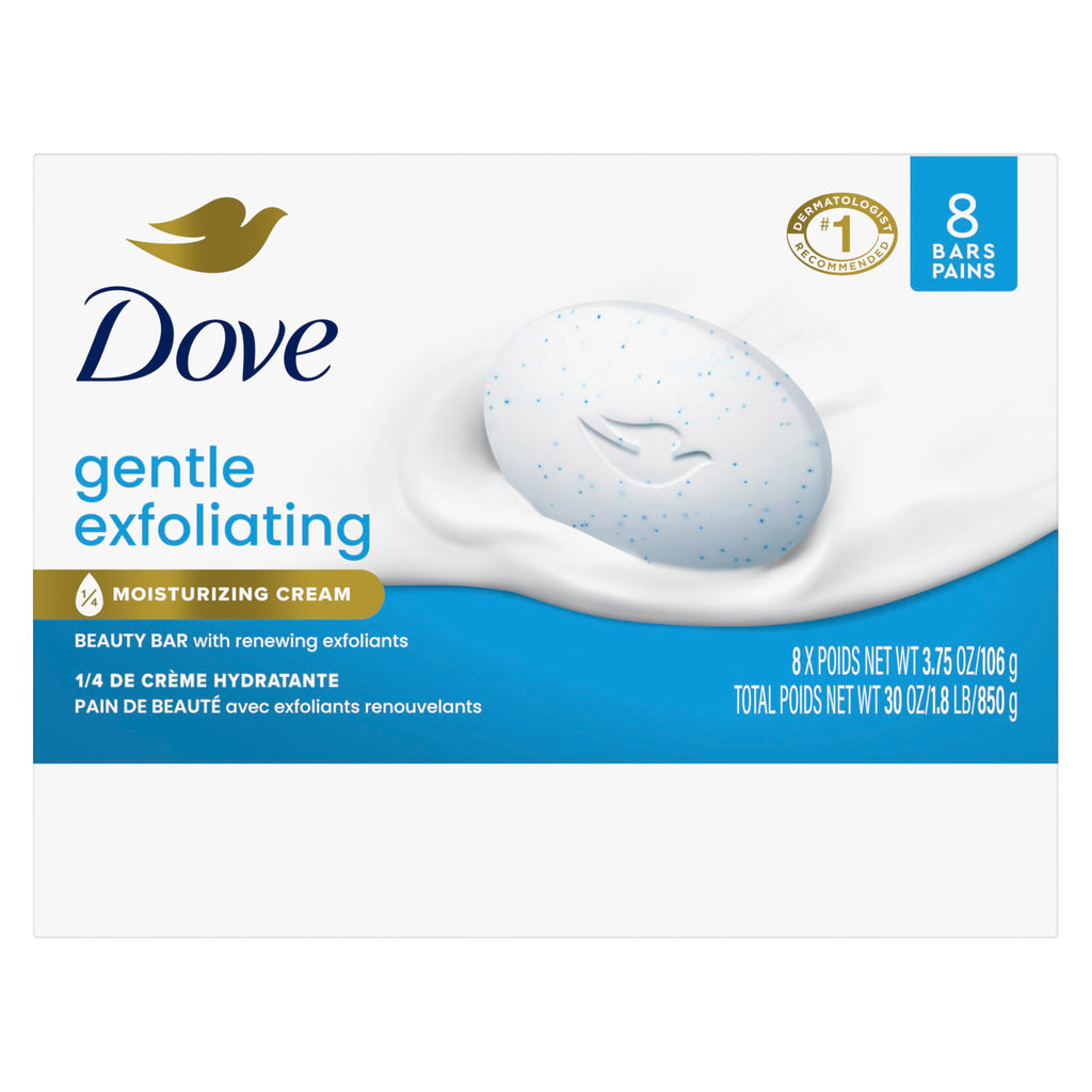 Dove Beauty Bar Soap Gentle Exfoliating,for Soft,Smooth Skin,Gently Renews Skin 3.75 oz,(Pack of 16)