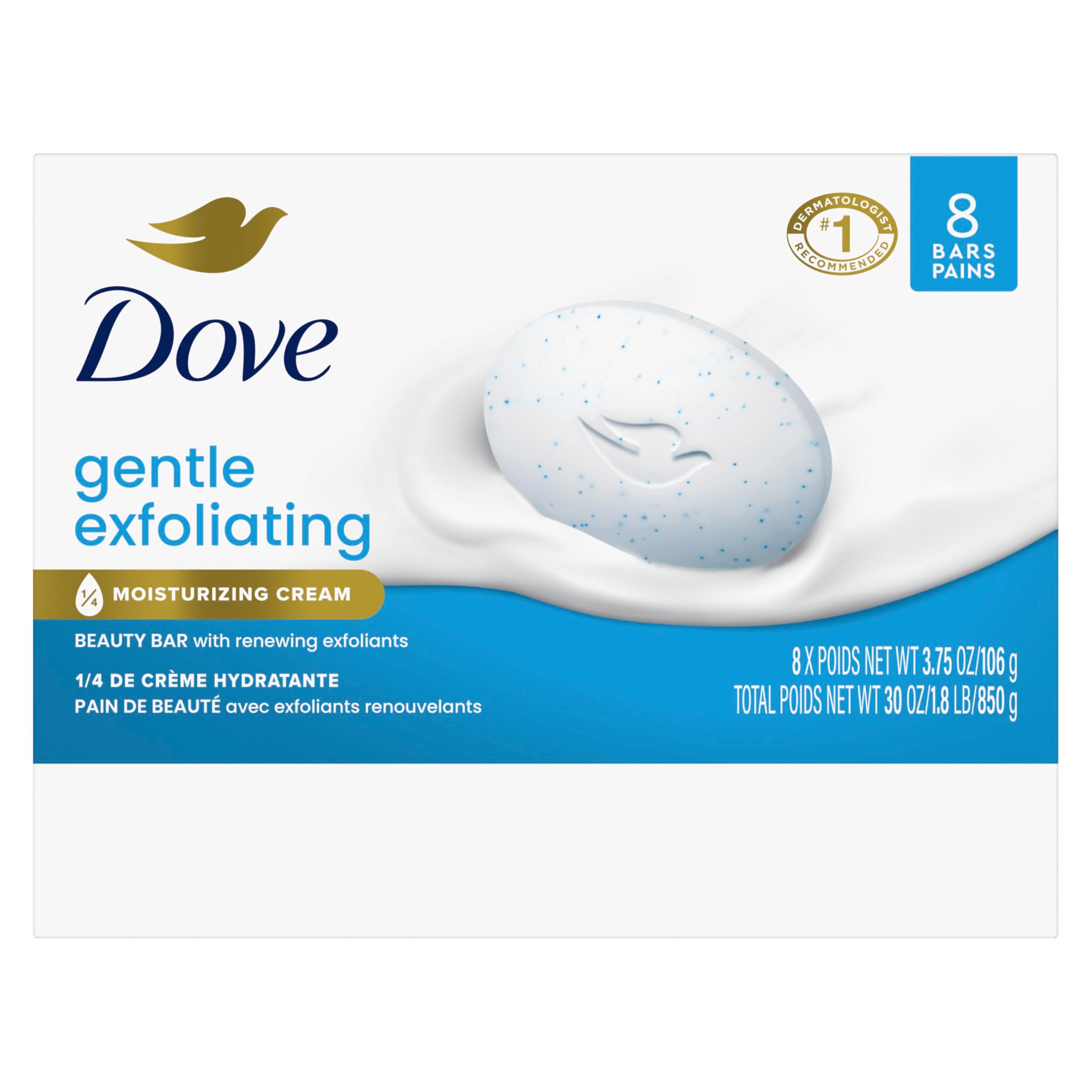 Dove Beauty Bar Soap Gentle Exfoliating,for Soft,Smooth Skin,Gently Renews Skin 3.75 oz,(Pack of 16)