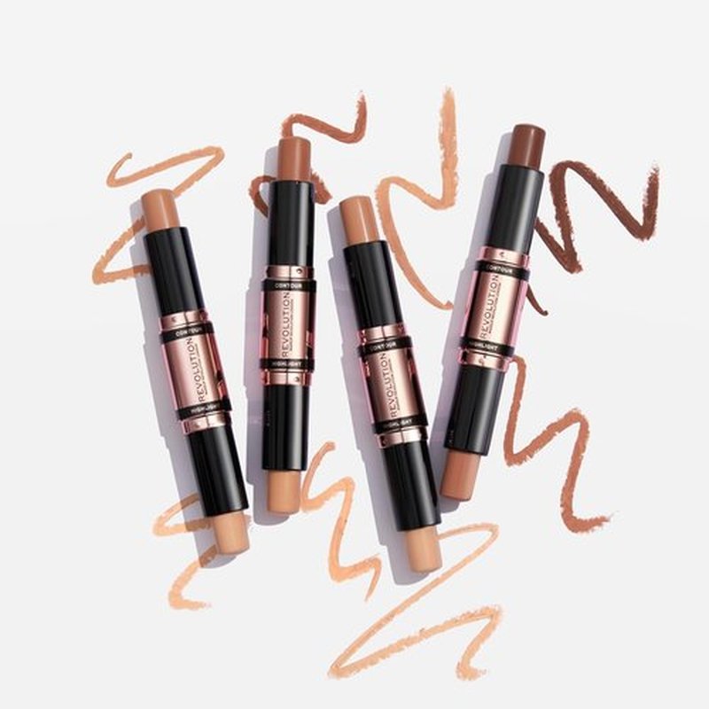 Revolution Beauty London Fast Base Contour Stick - Dual Ended, Lightweight & Blendable, Medium, 2 x 0.15 Oz