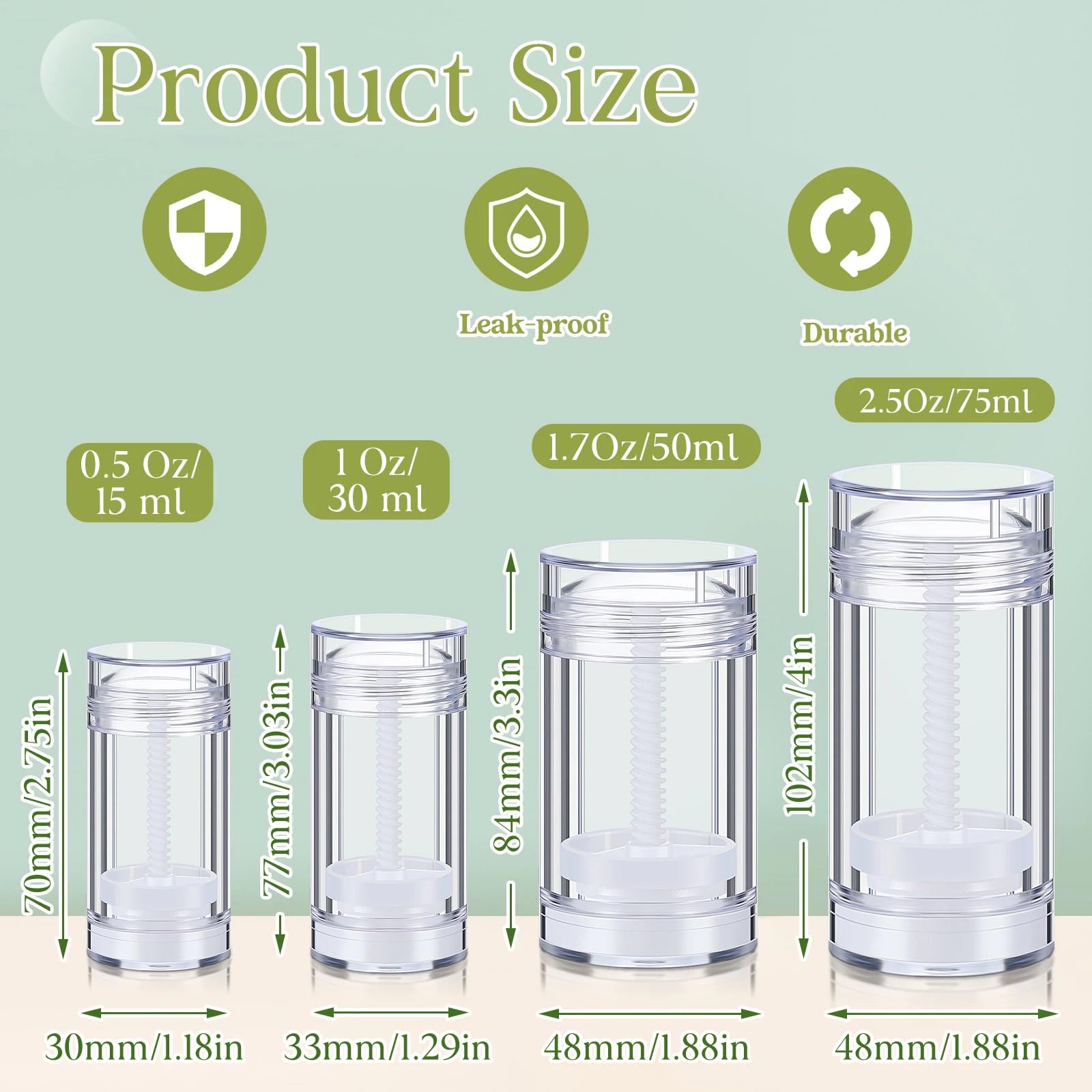 Teenyyou 30 Pcs Empty Deodorant Containers Twist up Filling Stick Plastic Deodorant Container Refillable Bottles Bottomfill Round Lip Balm Tubes for Homemade DIY Lipstick Crayon(30 ml,Clear)
