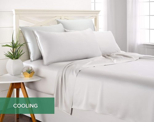 Pure Bamboo Split King Sheets - 100% Organic Viscose Bed Sheet Set, Soft & Cooling, White
