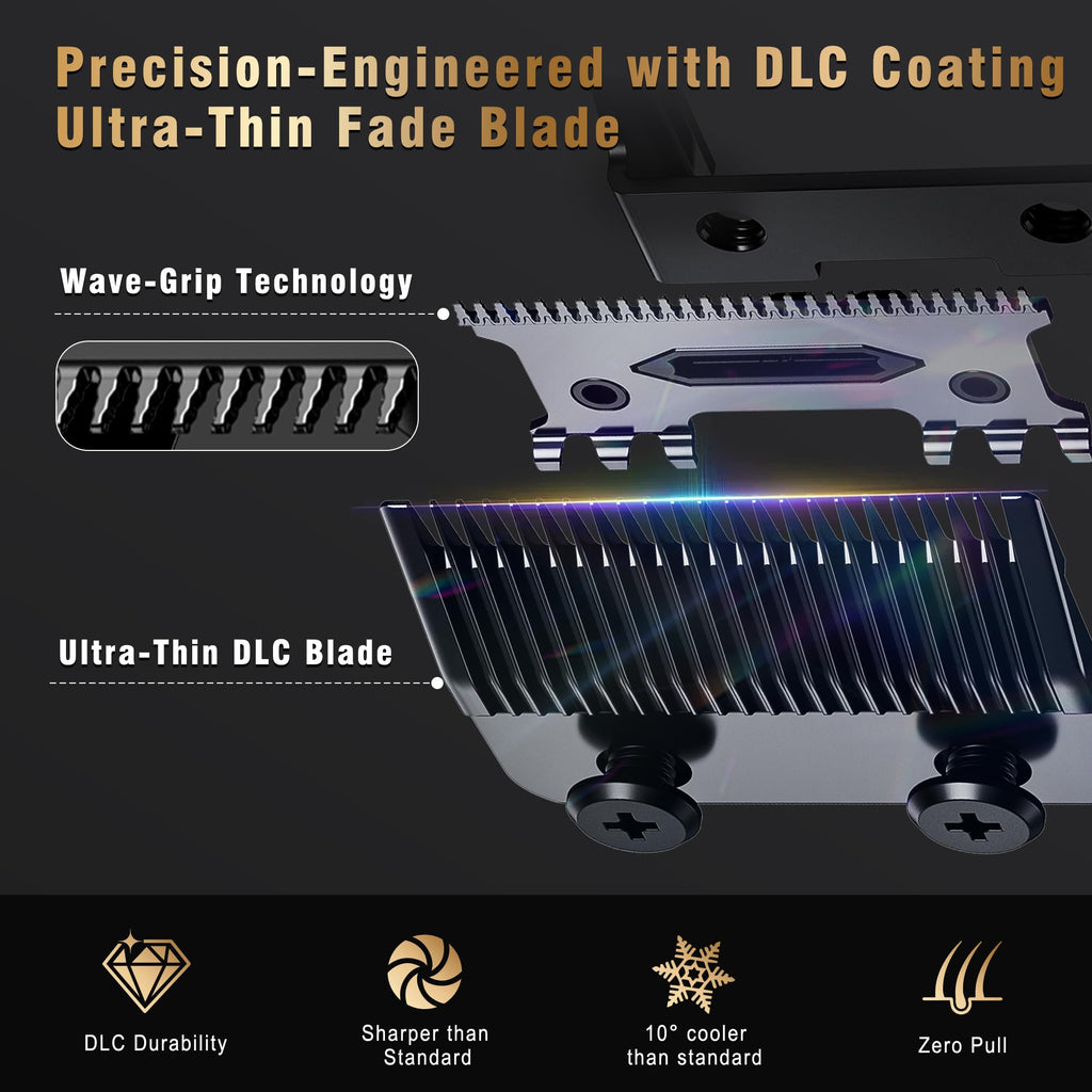 Phantom Professional Hair Clippers for Men, Cordless Barber Clippers & Trimmer Set with Magnetic Levitation Motor (Vector Motor), 13000 RPM DLC Blades, Zero-Gap Trimmer for Fades, Blends & Line Ups