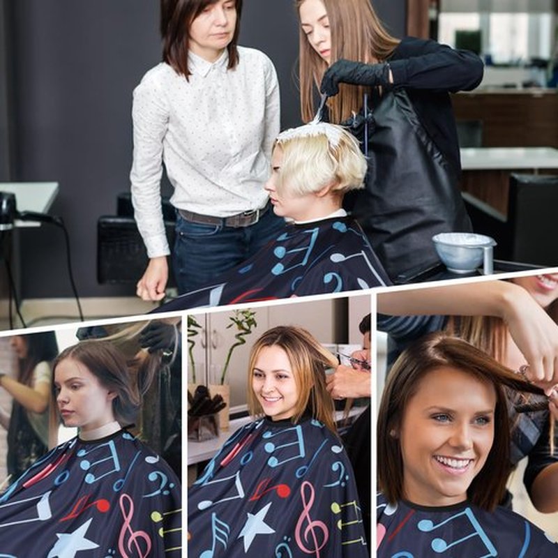 Professional Hair Cutting Cape with Neck Duster Brush, Waterproof Salon Barber Cape with snaps, Barber Accessories for Men, Women and Kids(Music Notation)