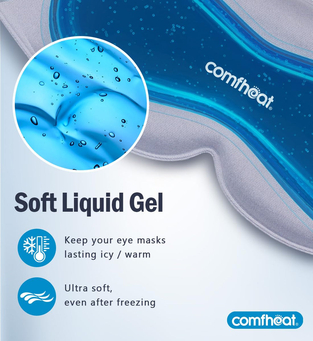 Comfheat 3D Cooling Sleep Mask Blackout Gel Eye Mask for Cold Hot Compress, Cooling Weighted Eye Mask for Sleeping, Zero Eye Pressure, Ice Cold Pack, Cold Compress for Puffy Eyes