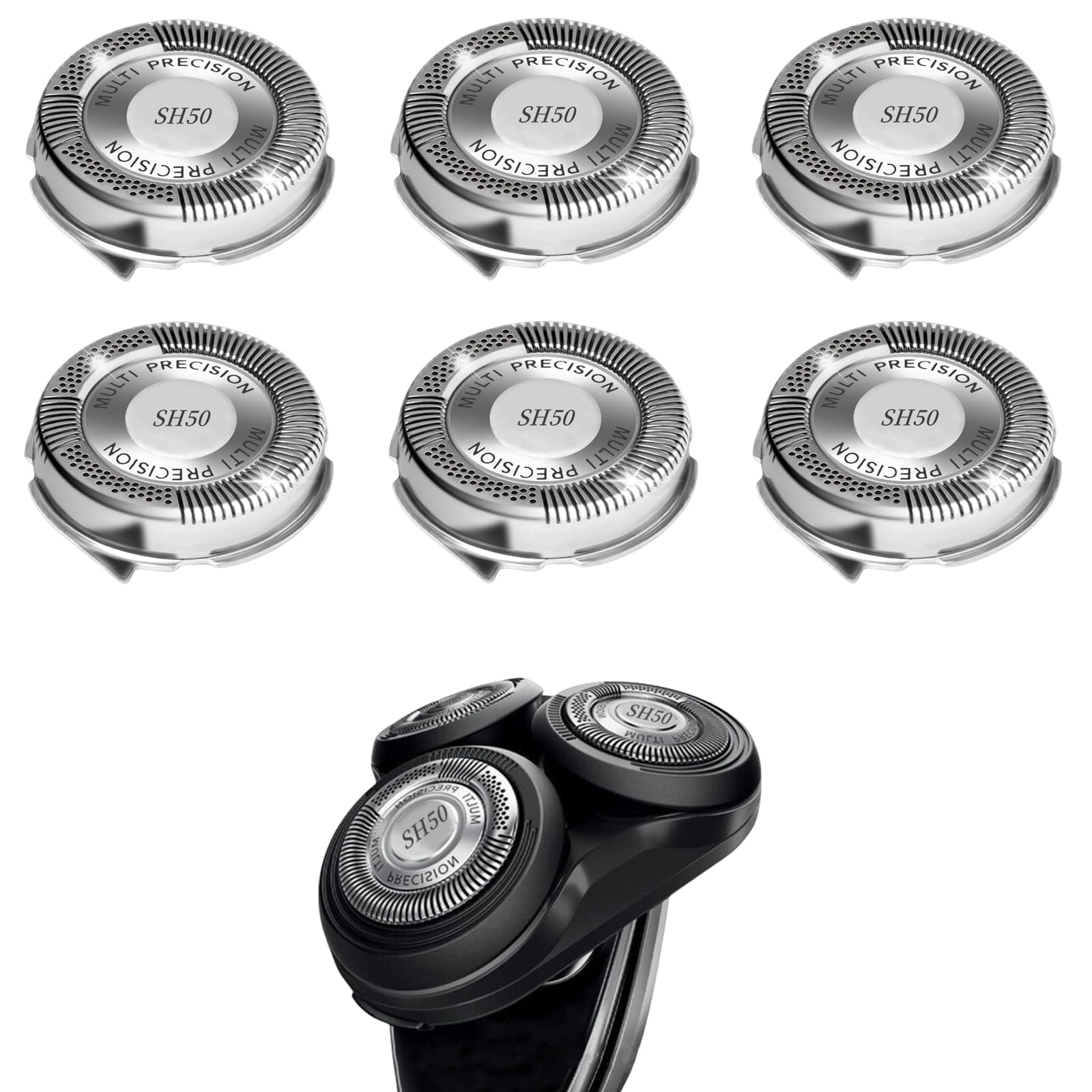 SH50 Replacement Heads for Series 5000 Replacement Heads Compatible with Series 5000 Shavers,SH50 for Replacement Heads,6pcs.