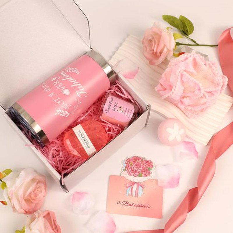 Premium Self Care Gift Basket for Women - Perfect Spa Birthday, Get Well, or Thank You Gift for Her. Ideal for Mom, Sister, Best Friends(pink cup)