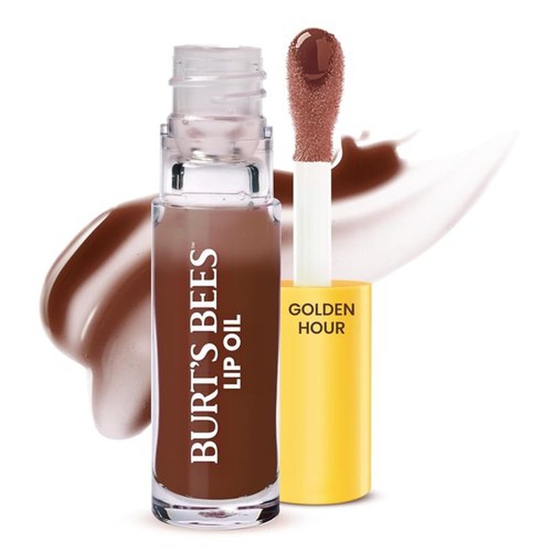 Burt's Bees Lip Oil - Golden Hour Hydration | Nourishing Jojoba Oil, Sheer Color, 0.15 oz
