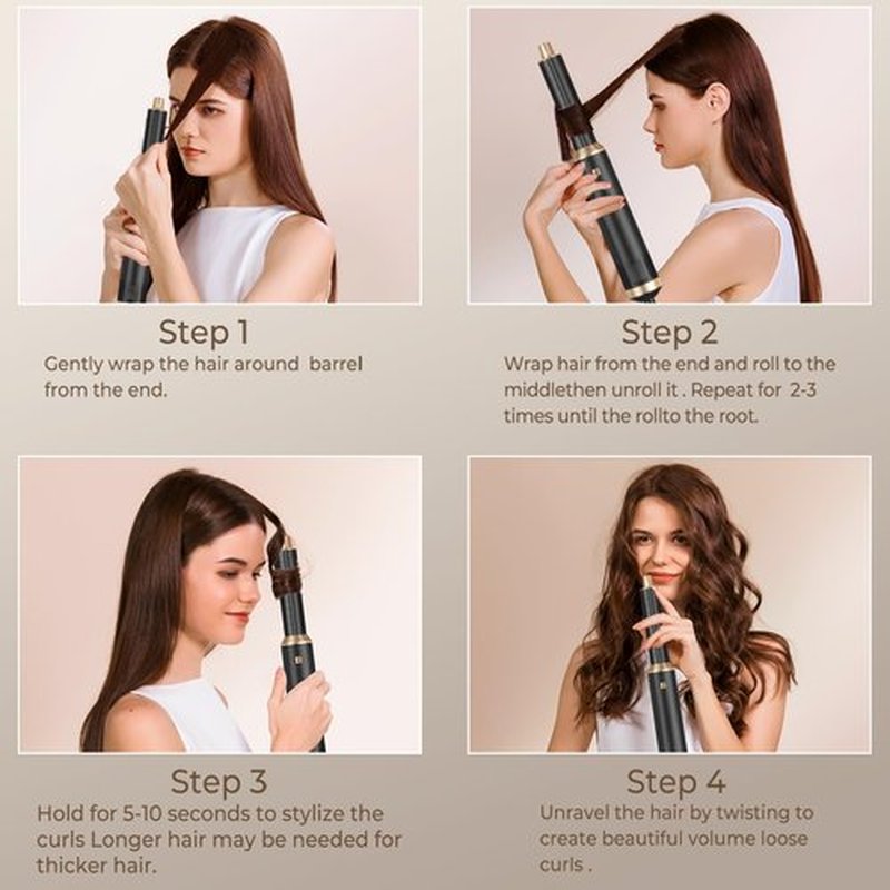 5 in 1 Hair Dryer Brush Set, Negative Ion Blow Dryer Brush Upgrade Hot Air Brush Air Styler Curling Wrap Air Curler, Curling Iron Hair Styling Tools As A Gift for Straight/Curl/Drying/Smoothing