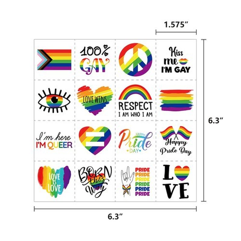 256PCS Pride Day Rainbow Tattoos – Love Gay LGBT Flag Stickers Parades Party Favors Supplies Decorations