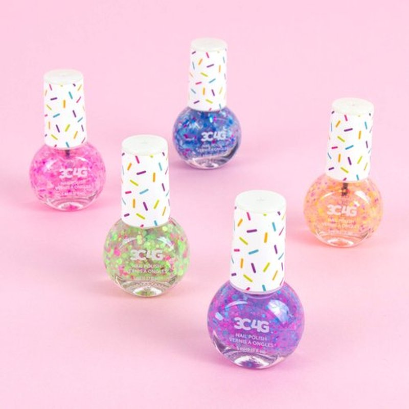 Confetti Nail Polish Set for Girls & Teens - 5 Fun, Non-Toxic Colors with Sparkling Confetti, Safe Nail Polish Kit for Kids Ages 8+ Perfect for Birthdays, Parties & DIY Manicures by 3C4G Make It Real