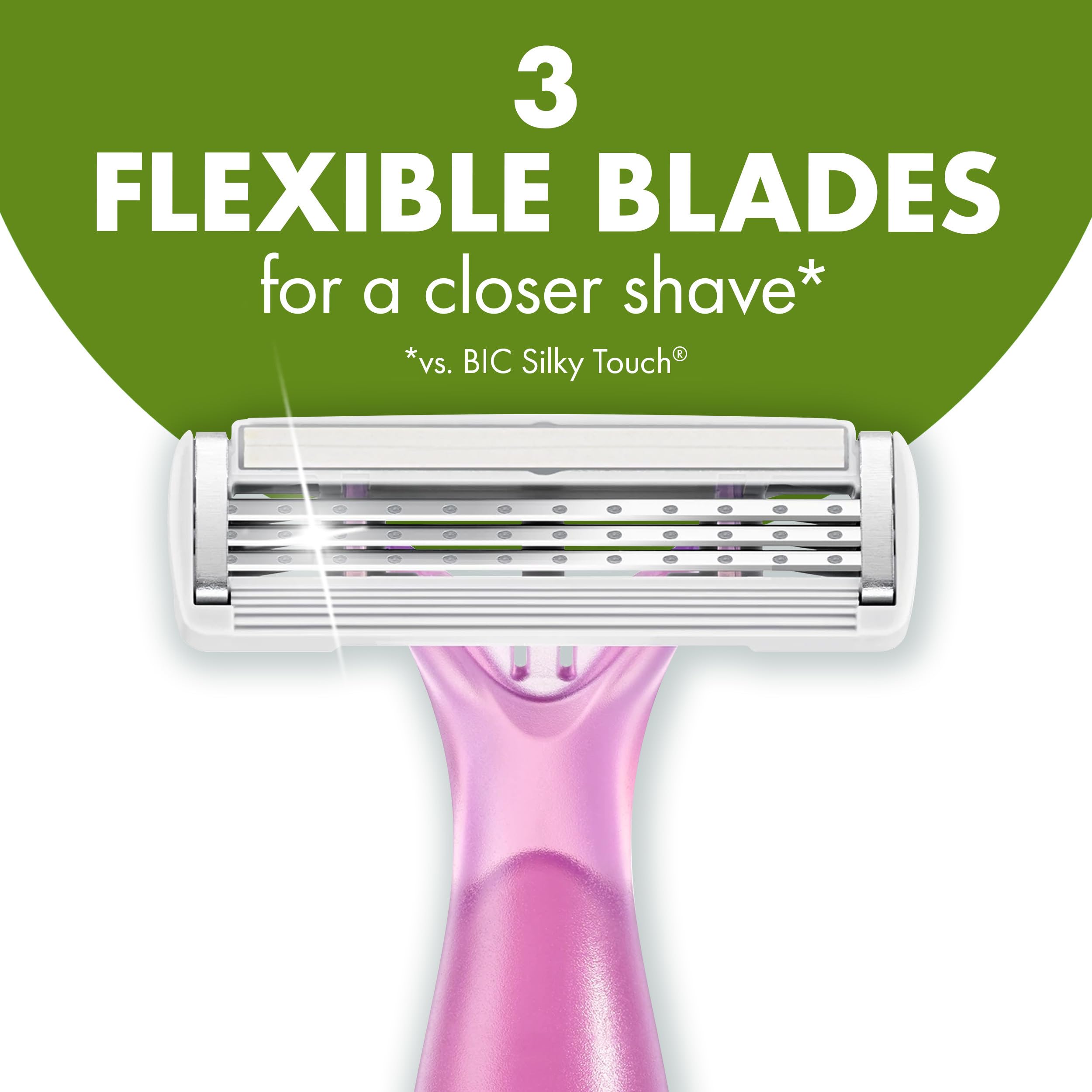 BIC Soleil Escape Women's Disposable Razors, 3 Blades for a Comfortable Shave, Pack of Rose and Magnolia Scented Handle Shaving Razors for Women, 3 Count