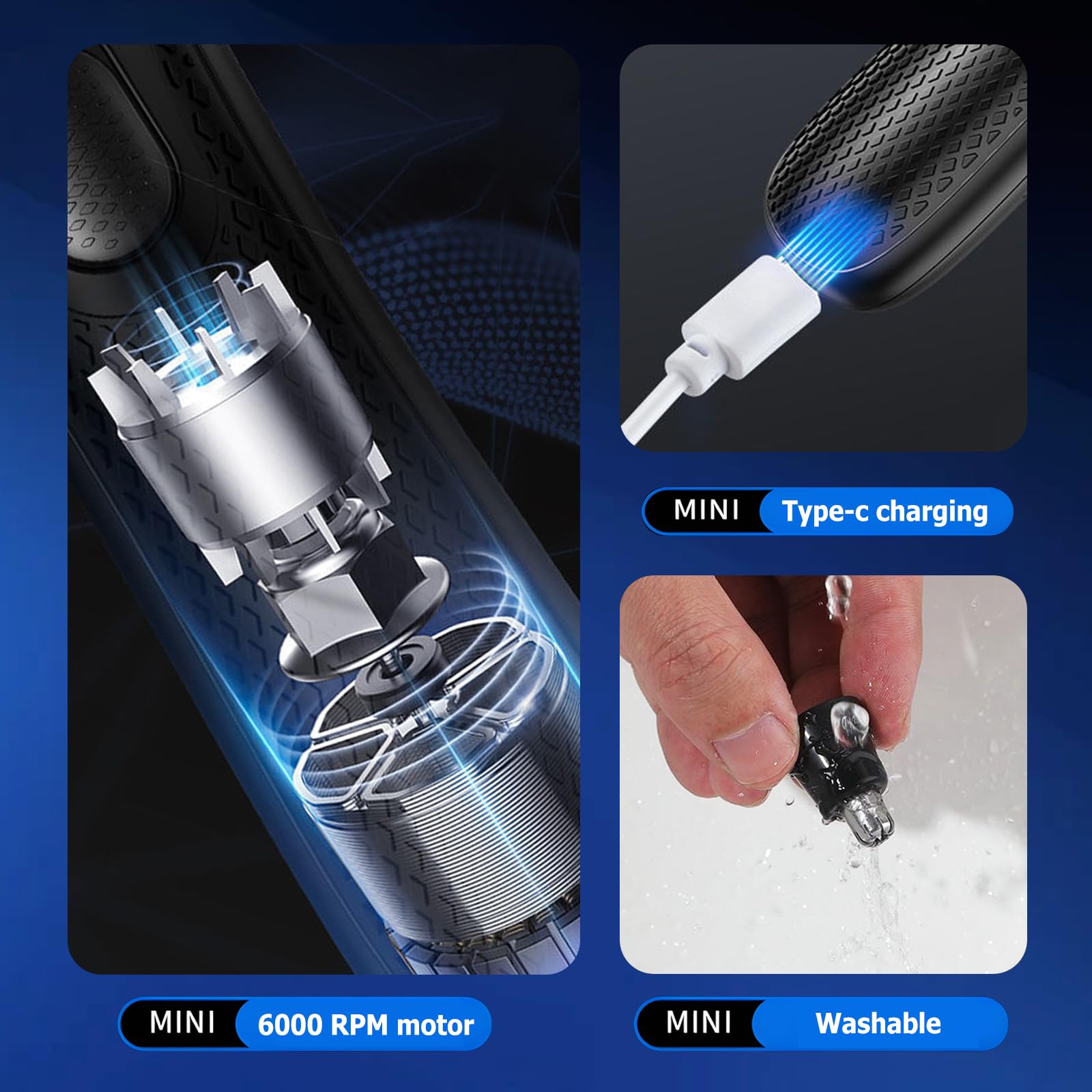 Electric Nose Hair Trimmer, 2026 New 360 Degrees Electric Nose Hair Clippers, Rechargeable Nose Hair Remover with Replacement Blade Heads for Men, Women (Black, with 2pcs Replacement Blade Head)