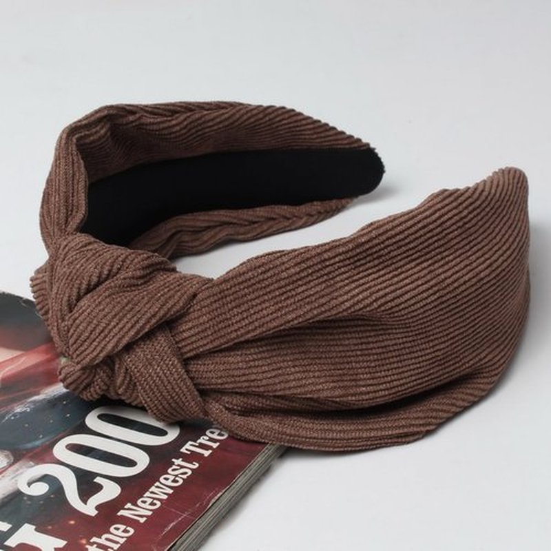 Cuizhiyu 2PK Leopard Print Knotted Headbands for Women Cute Wide Top Knot Headband Fashion Corduroy Knot Headband Leopard Hair Accessories