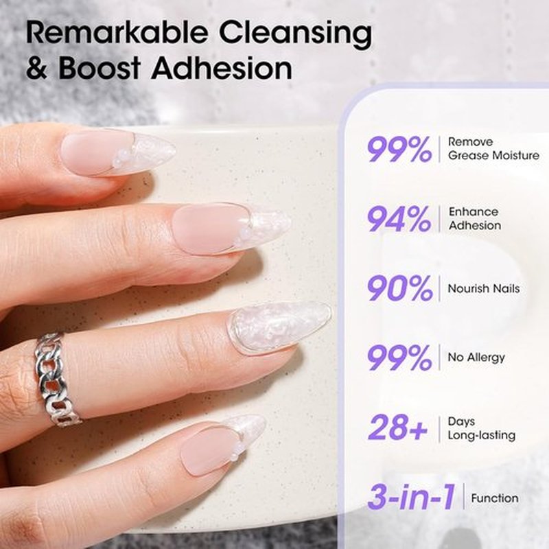 GELLEN Nail Primer & Dehydrator - 3-in-1 Acid-Free Nail Prep with Squalane for Gel & Acrylic | 15ML