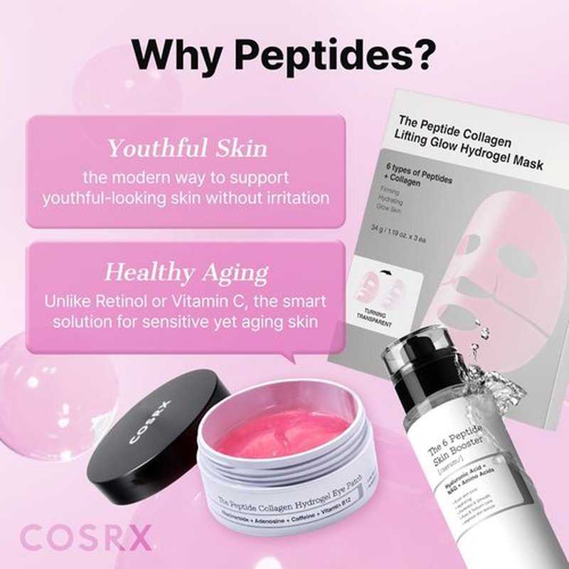 COSRX Pink Peptides Collagen Eye Patch - Reduces Puffiness & Dark Circles | 60 Hydrogel Under Eye Masks