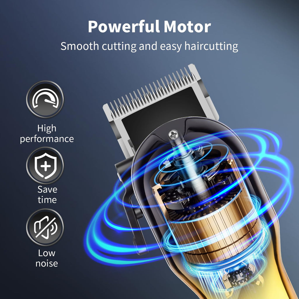 HIENA PRO Electric Hair Clipper & Trimmer for Men, Professional Cordless Barber Tool with LED Display, Rechargeable Hair-Cutting Clippers, Gifts for Men(Gold)