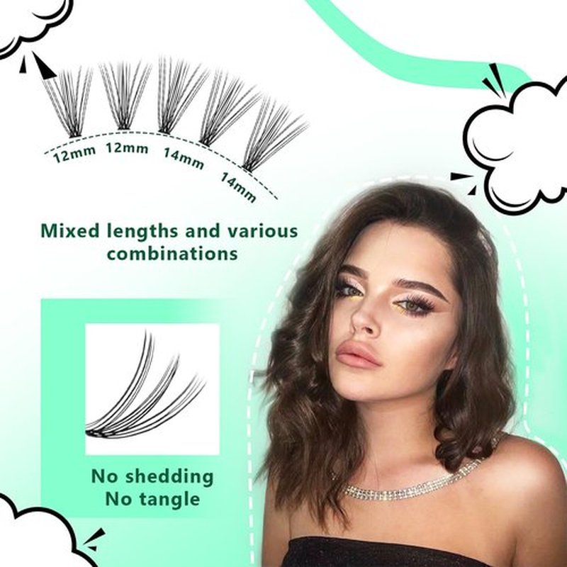 Bodermincer Black Cluster Lashes 240pcs 20D/40D DIY Eyelash Extension D Curl Long Individual Lashes Mixed Tray Faux Mink Lash Clusters Extensions 8-22mm (20D-11mm)