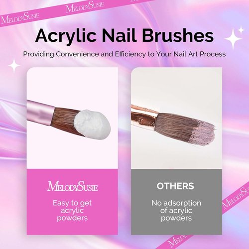 MelodySusie Acrylic Nail Brush Set - 4 Professional Brushes for Nail Extensions & 3D Carving | Sizes 8/12/14/16