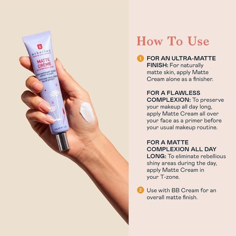 Erborian Matte Face Cream - Mattifying & Blurring Primer for Oily Skin | 1.5 Oz for a Flawless Finish