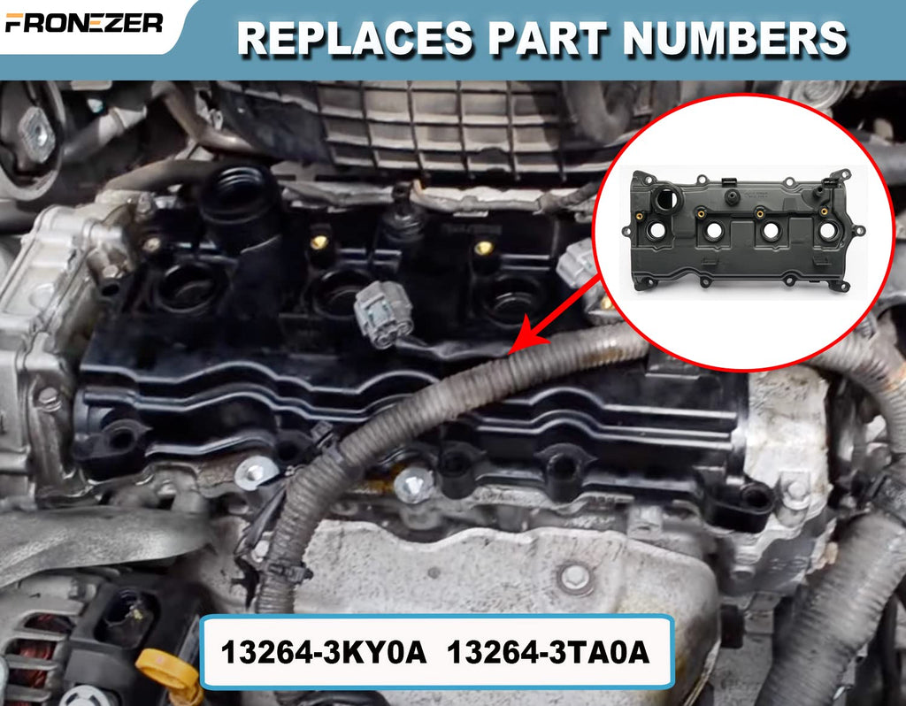 Engine Valve Cover with Gasket Bolts & Oil Filler Cap Compatible with 2013-2018 Nissan Altima 2016-2017 Nissan Murano 2014 Nissan Pathfinder 2014-2017 Nissan Rogue Infiniti QX60 2.5L Part# 13264-3KY0A