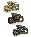 3Pcs Tortoise Hair Claw Clips, Acrylic French Hair Banana Barrettes Jaw Clips, Leopard Print Stylish Hair Accessories for Women 3 Inch Fashion Strong Hold Clips for Thick Thin Hair